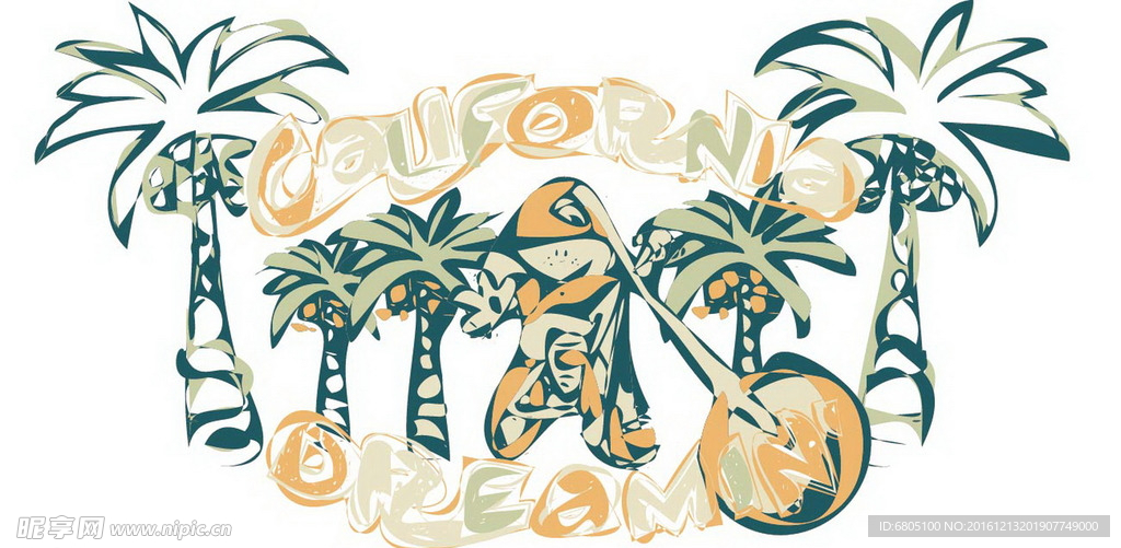 卡通沙滩椰子树素材