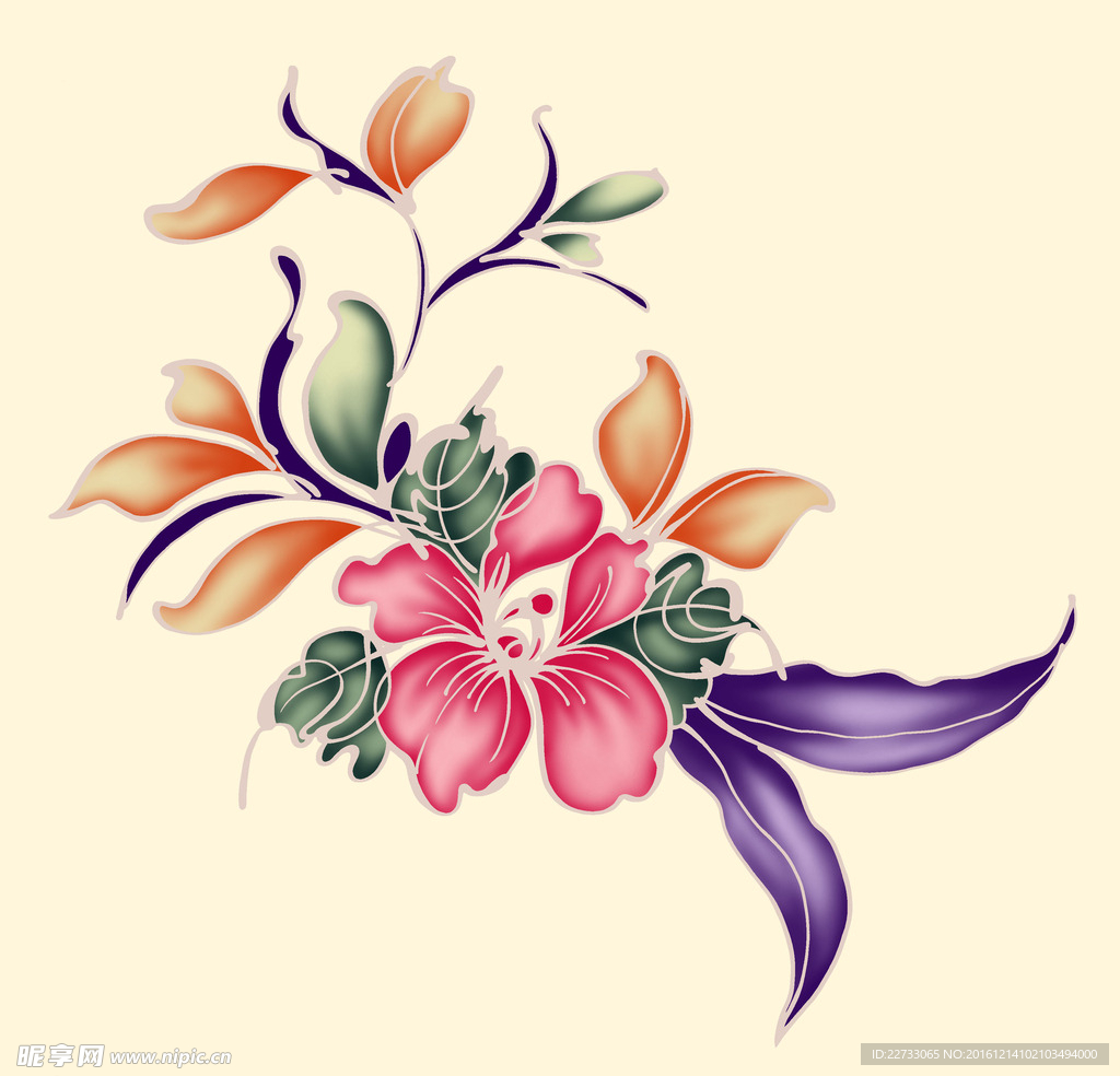 水墨花纹设计素材