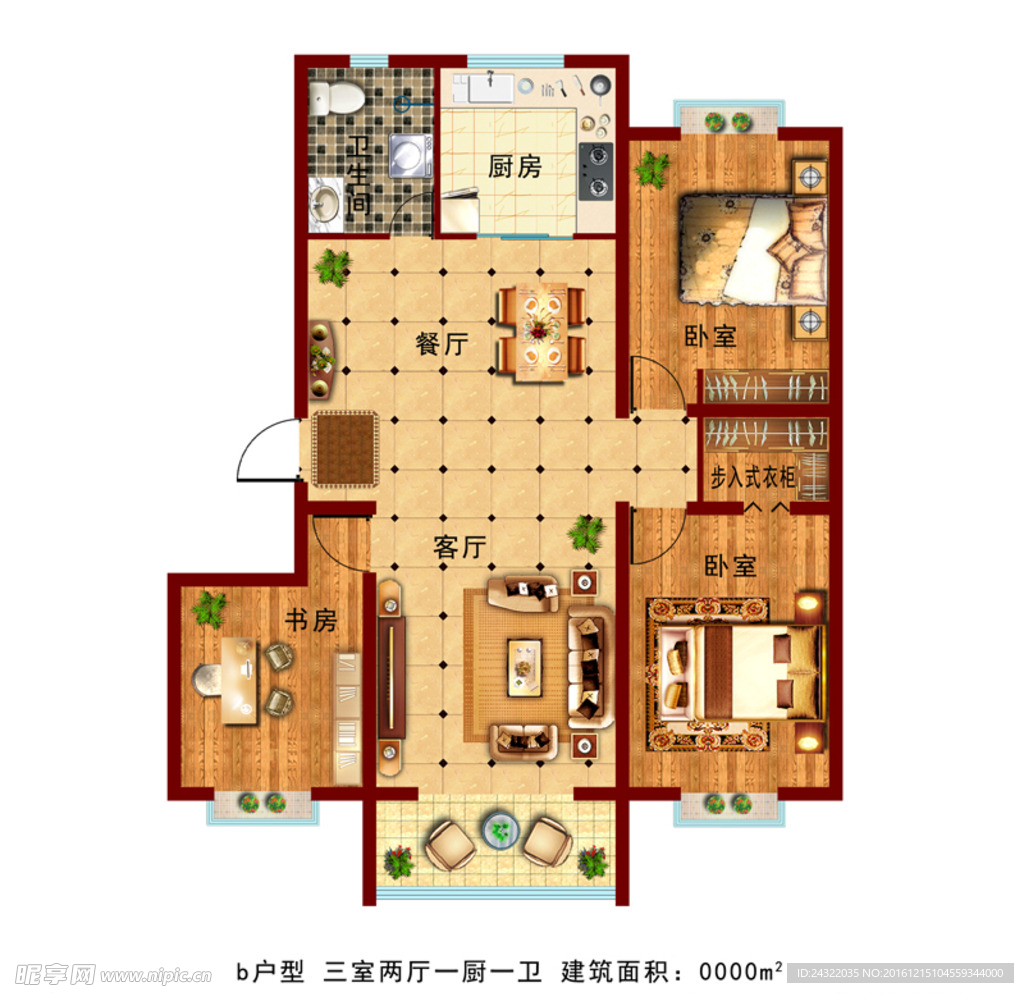 户型彩色平面图