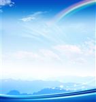 云雾山峰挂彩虹
