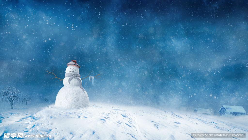 简约雪人海报Banner高清图