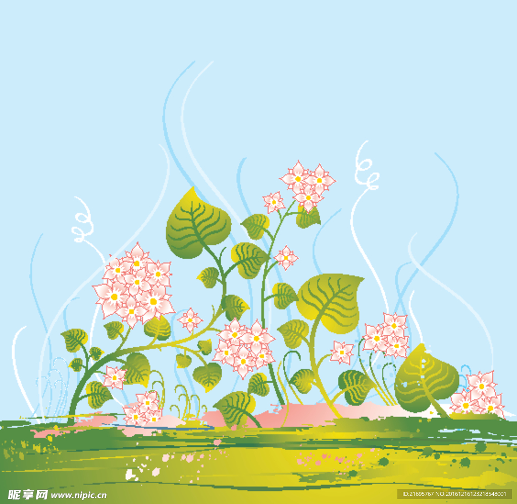 绿叶碎花
