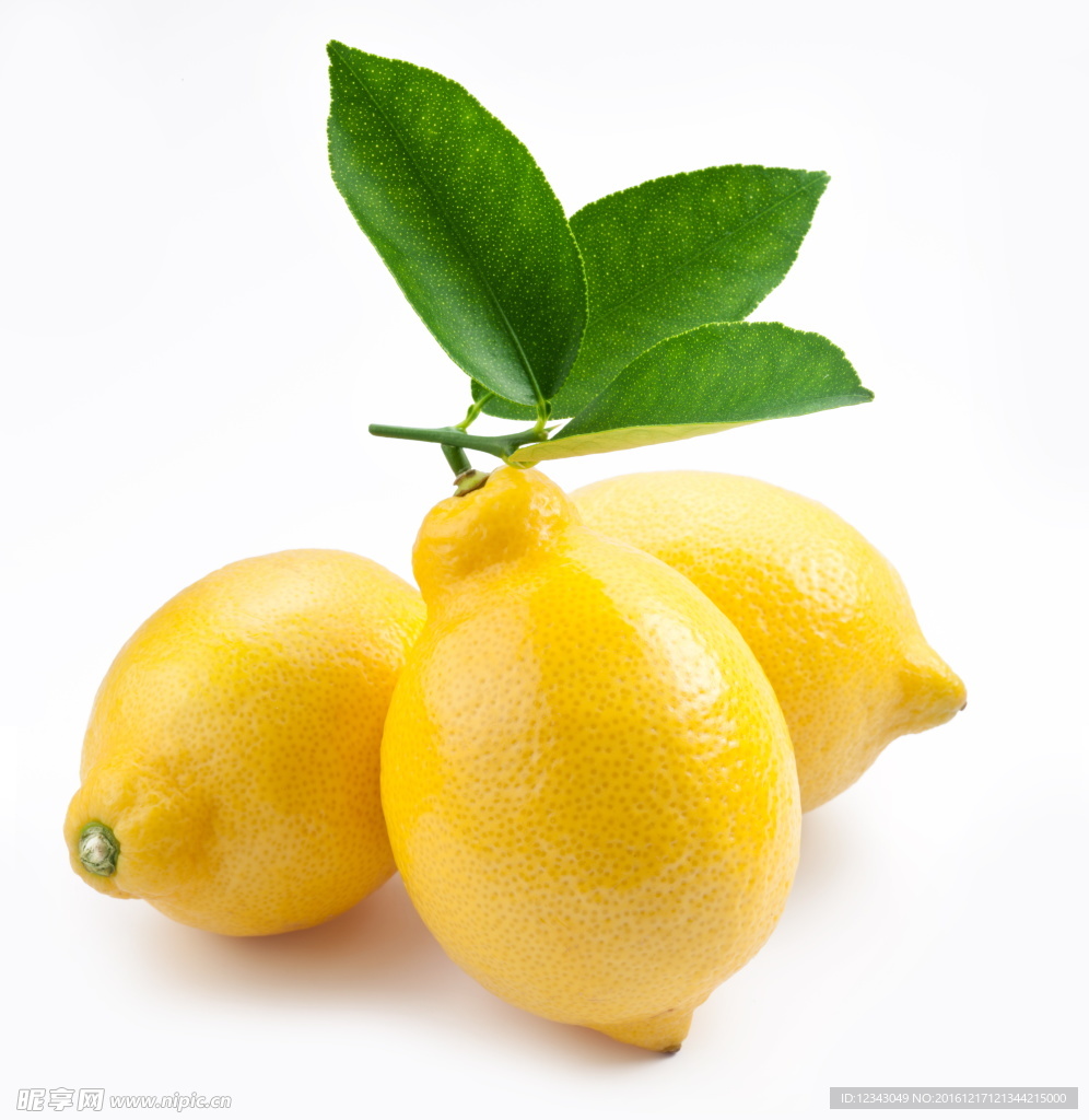新鲜的带叶柠檬