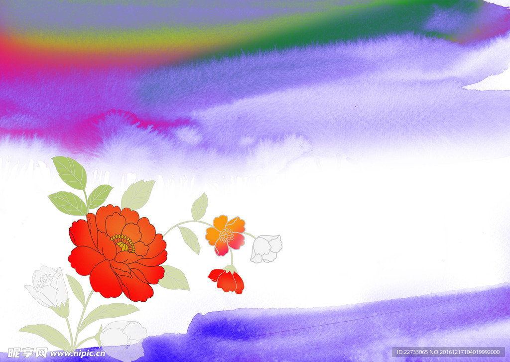 水墨花纹设计素材