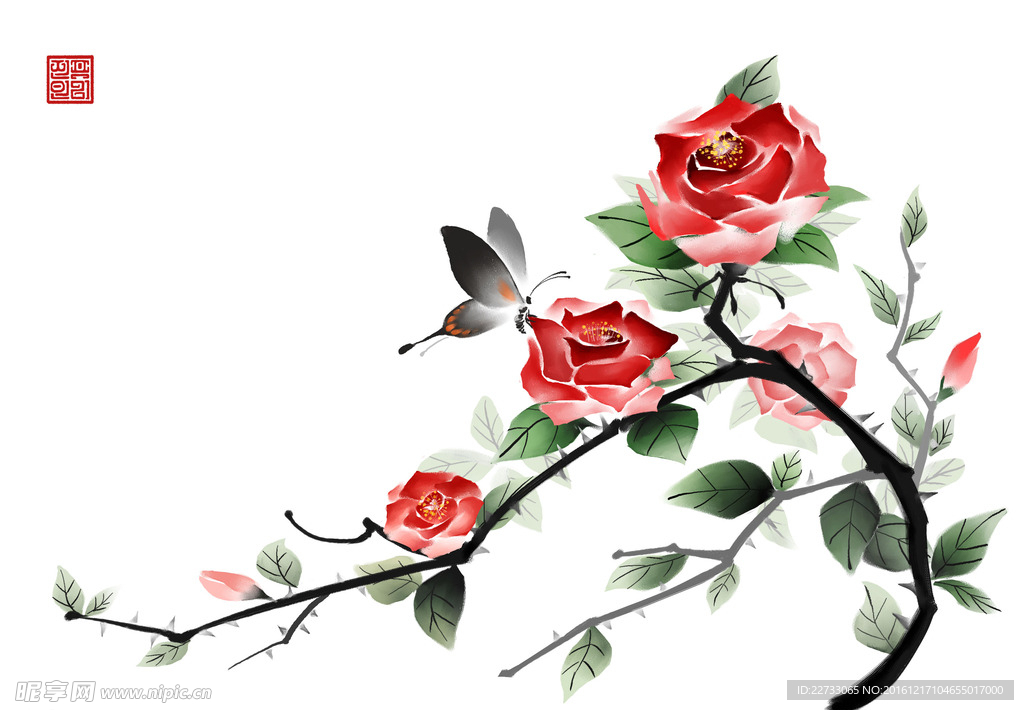 水墨花纹设计素材