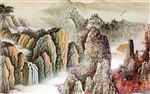 中式国画山水影视背景墙