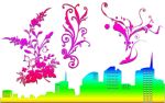 城市建筑潮流花纹笔刷