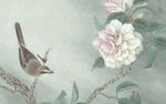 手绘工笔国画复古梅花桃花花鸟