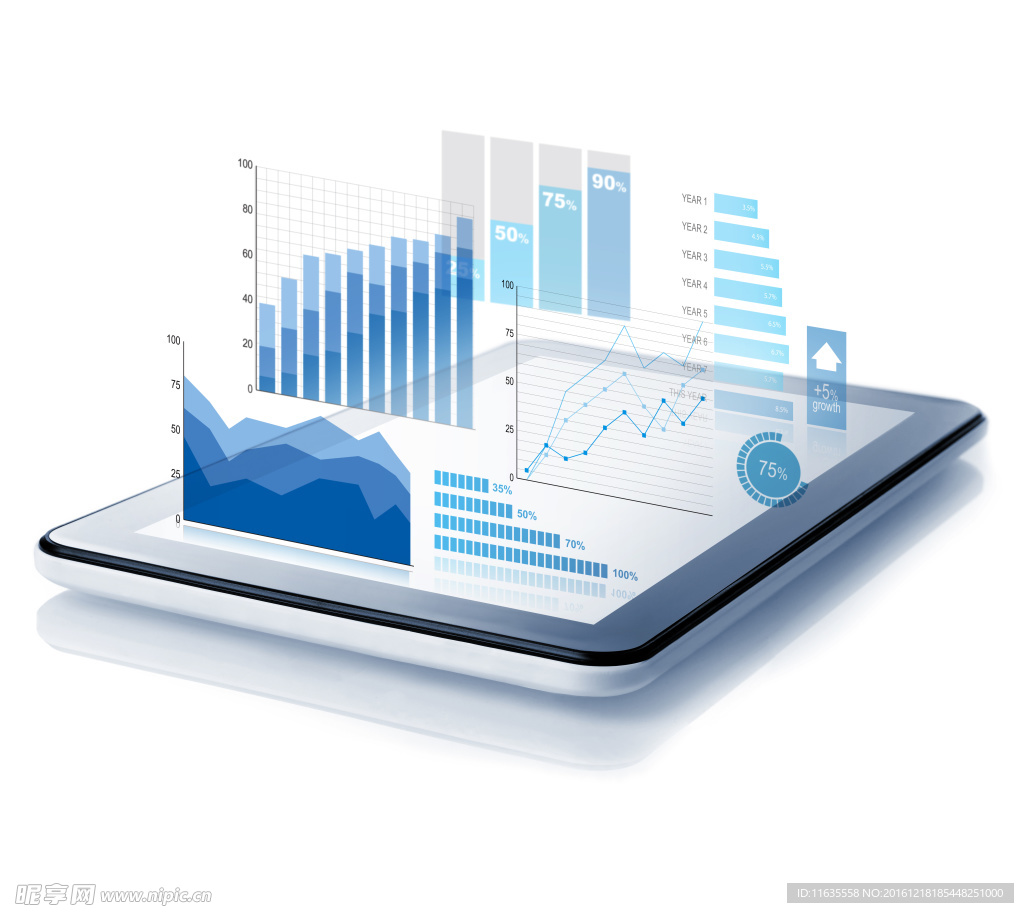 蓝色商务分析趋势图高清图片