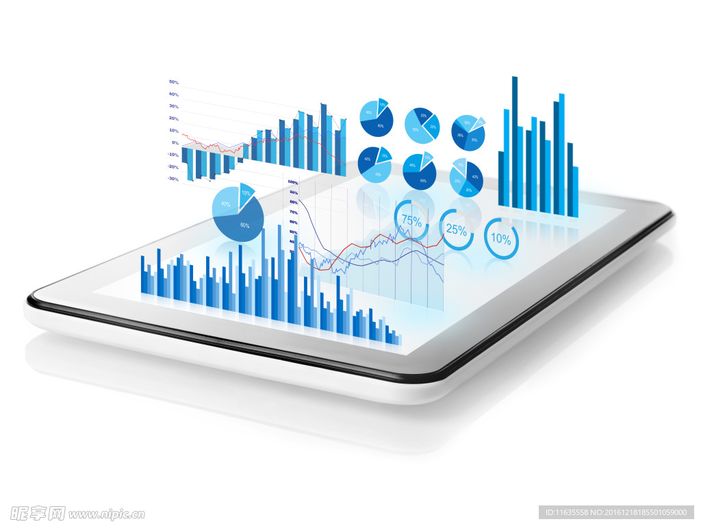 蓝色商务分析趋势图高清图片