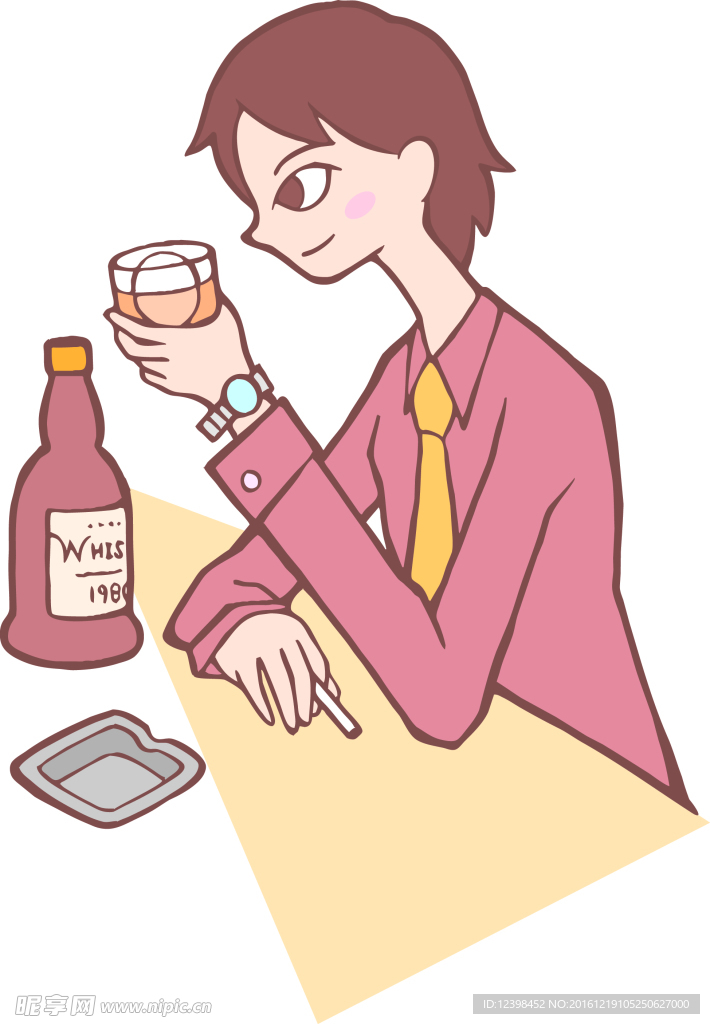 喝酒女人素描