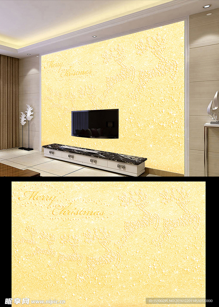 奔腾圣诞麋鹿背景墙装饰画