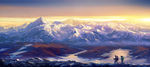手绘雪山