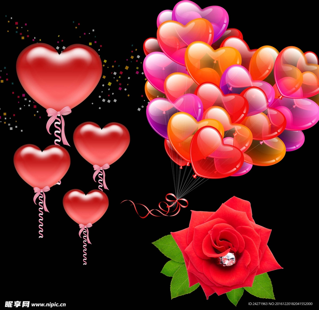 心形气球 玫瑰花