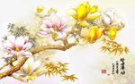 暗香涌动彩雕玉兰百合中国风