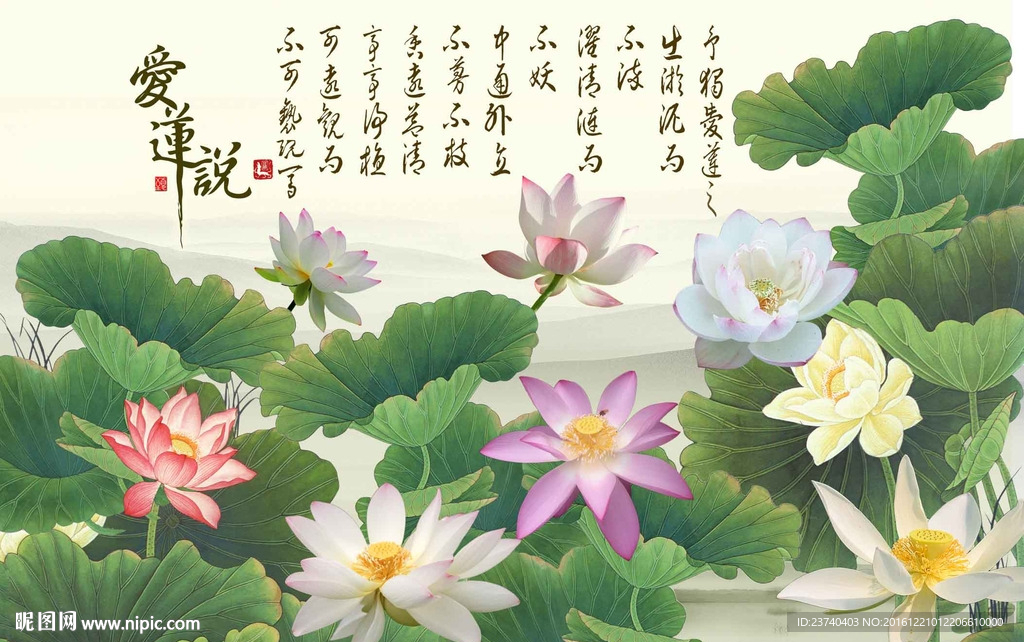 荷花壁画