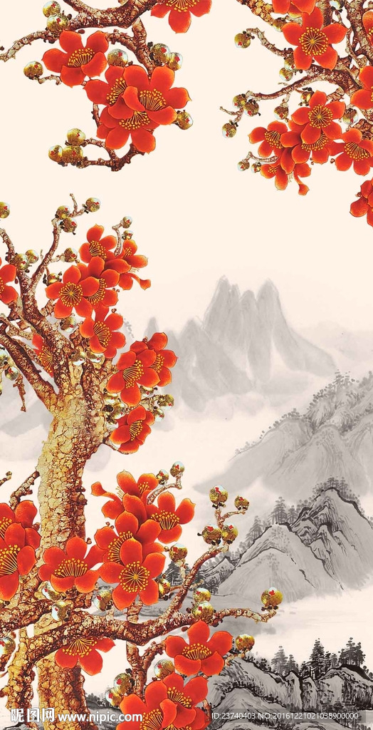 国画梅花玄关