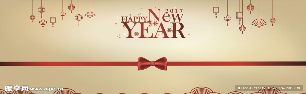 新年简洁大气包装贴画