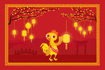 2017新年快乐闪亮的灯笼
