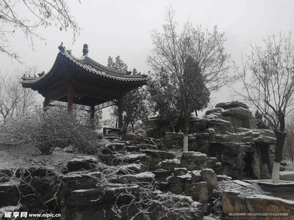 天津北宁公园雪景