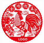 金鸡迎春剪纸 窗贴