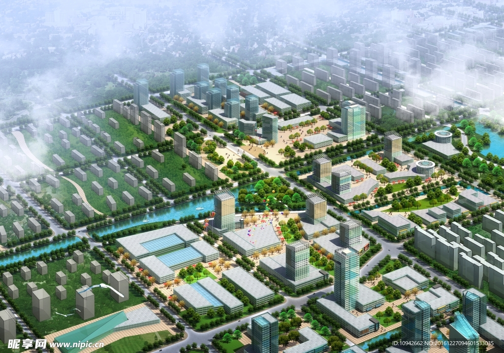 小区城市 城市规划3D效果图