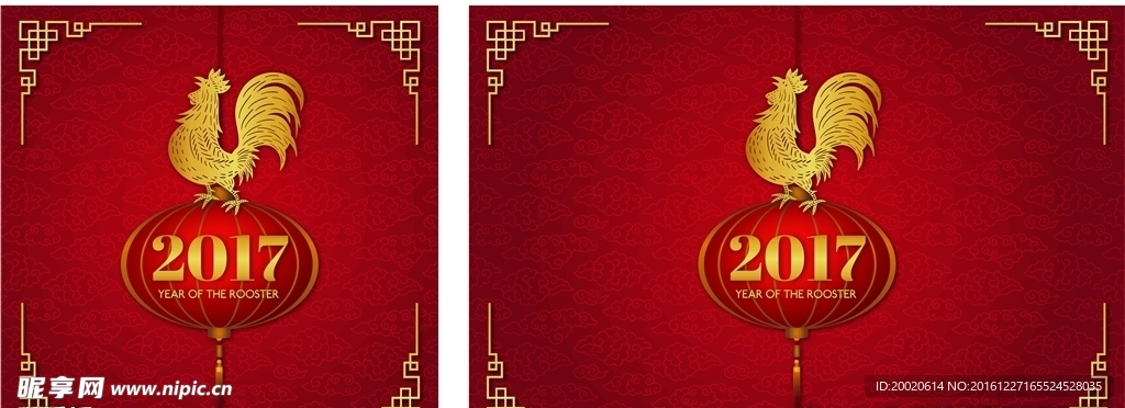 红色的中国新年2017金鸡背景