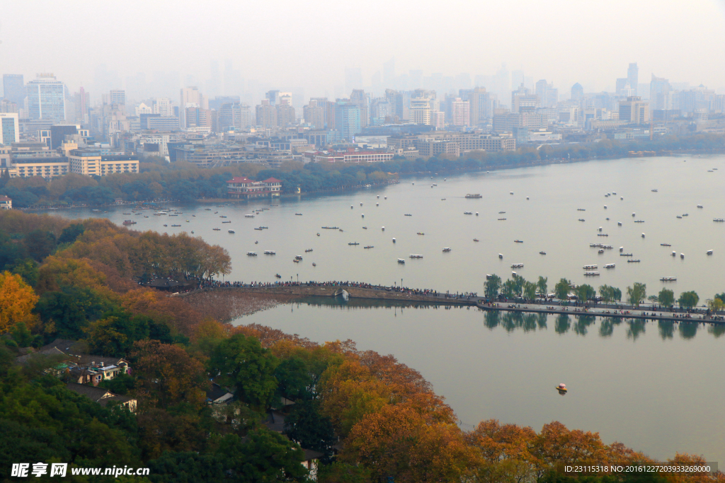 西湖秋色全景