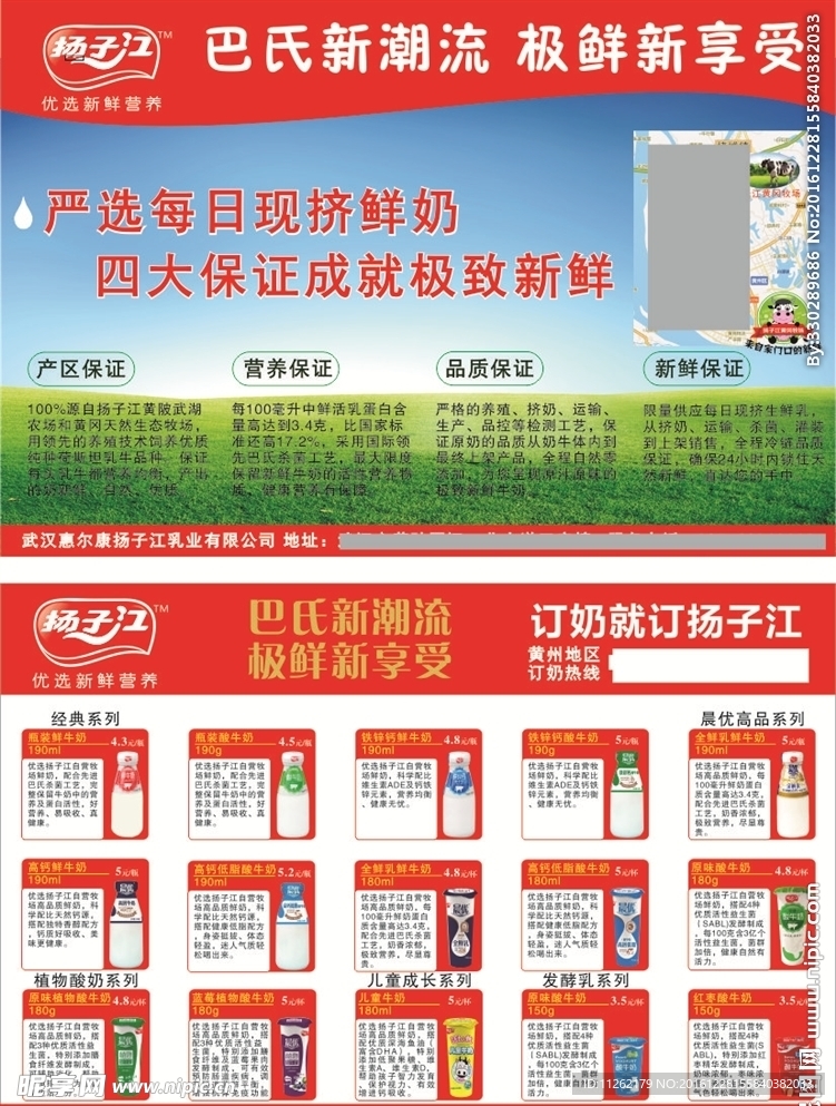 扬子江牛奶宣传卡片贴纸设计