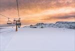 雪地电线杆 夕阳 缆车