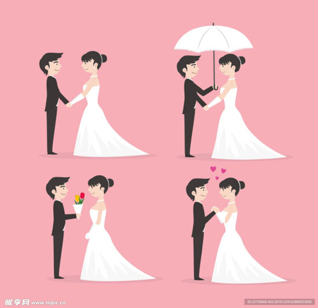 卡通四款婚礼动作
