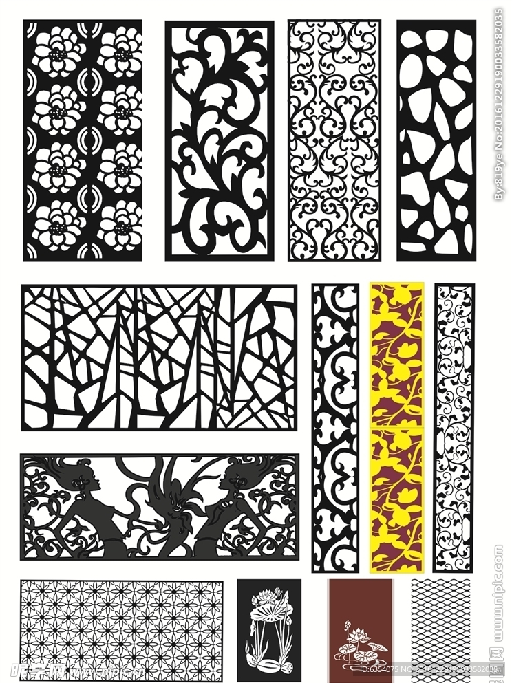 花格隔断矢量图