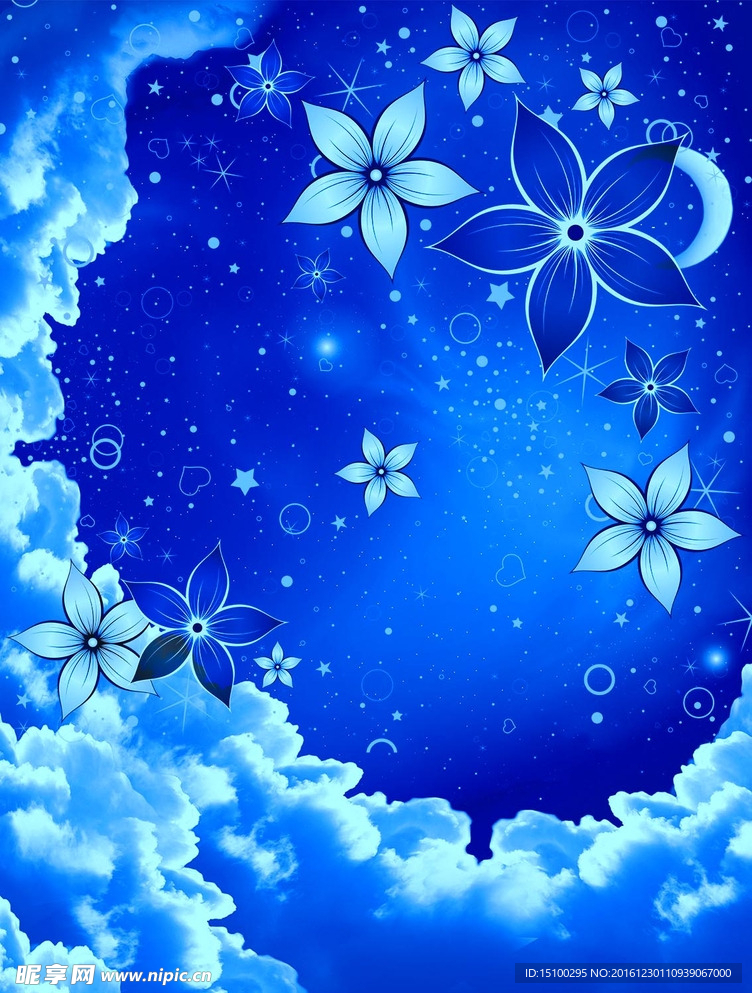天花吊顶蓝色天空欧式花朵壁画
