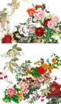 牡丹花水墨花鸟psd素材