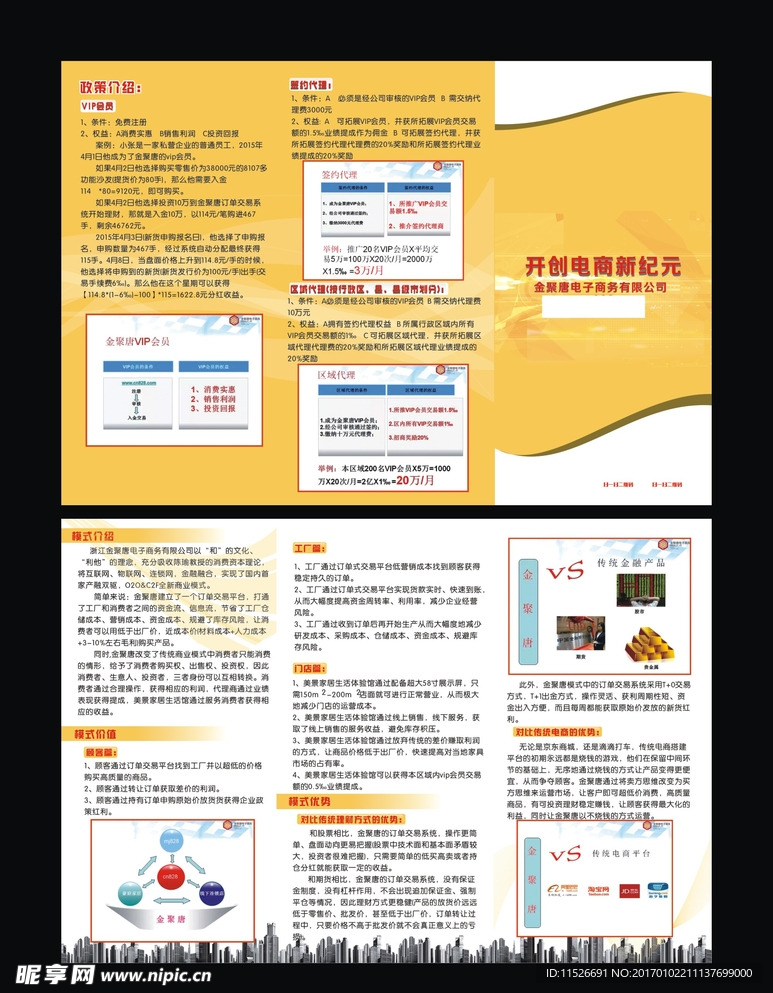 黄色电子商务平台折页