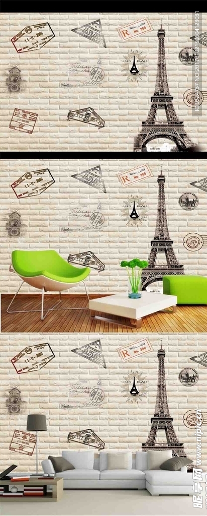 巴黎埃菲尔铁塔咖啡电视背景墙