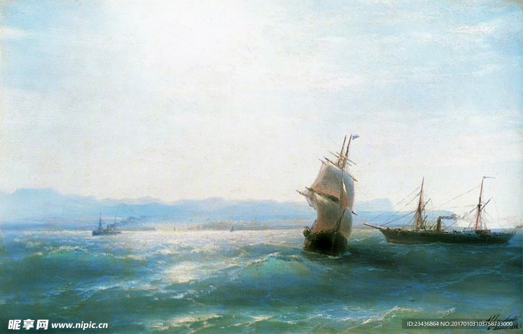欧式海景油画 风景油画 手绘