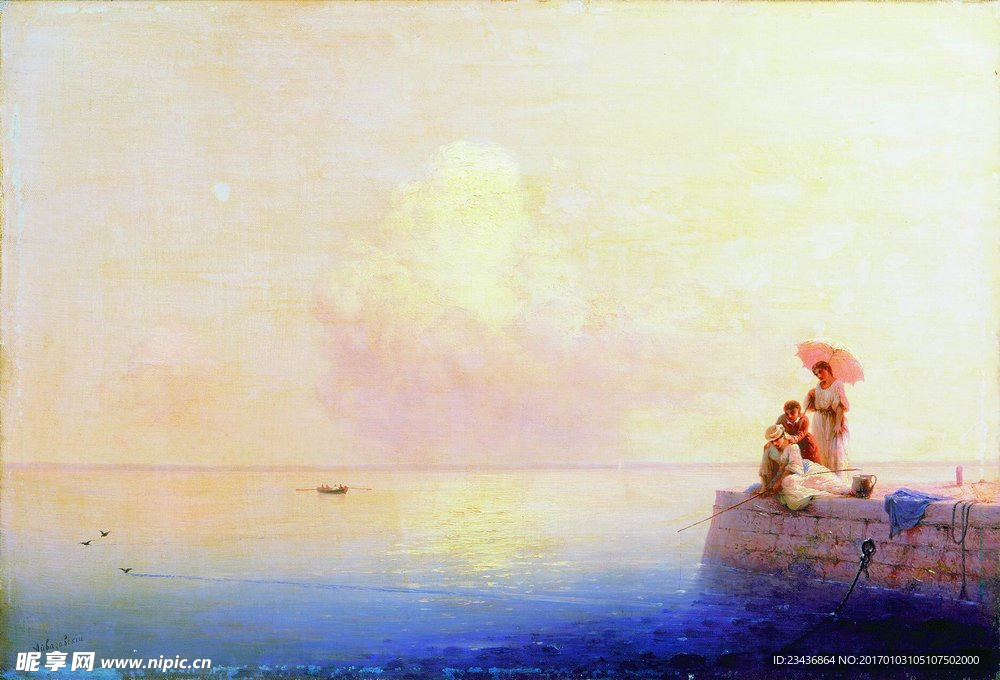 欧式海景油画 风景油画 手绘