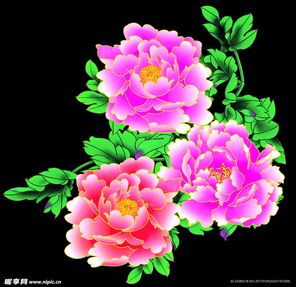 牡丹 水彩画