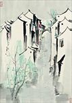 水墨  青砖白瓦 吴冠中作品
