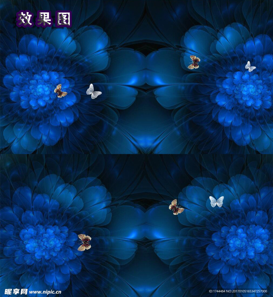 唯美梦幻蓝色花朵背景视频