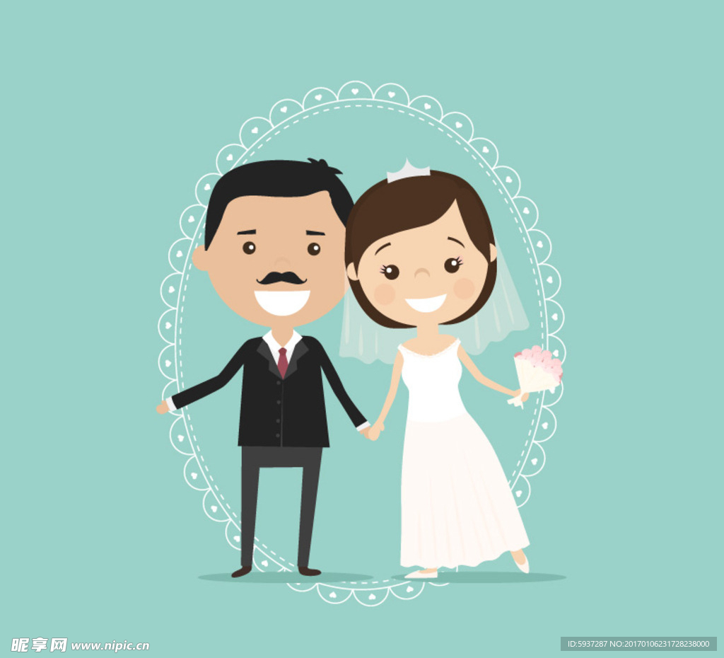 可爱结婚小人图片_动漫卡通_插画绘画-图行天下素材网