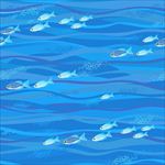 蓝色海洋海底鱼群背景地贴