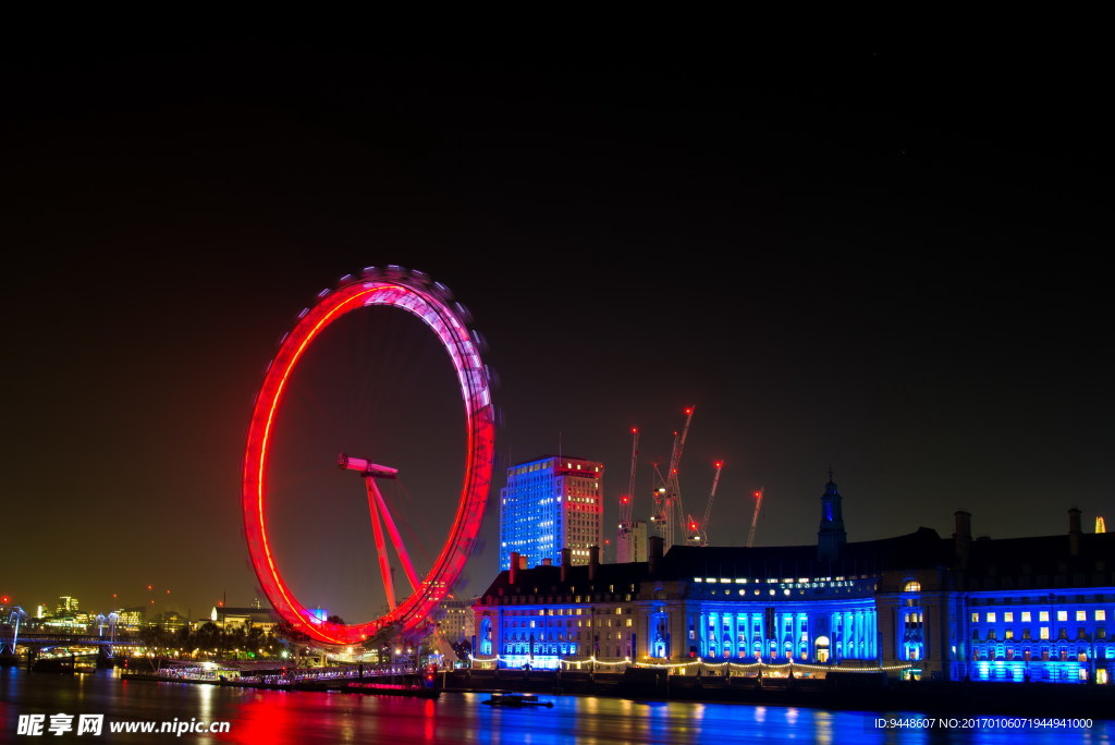 伦敦眼夜景图片