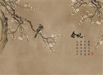 中式春晓梅花影视背景墙