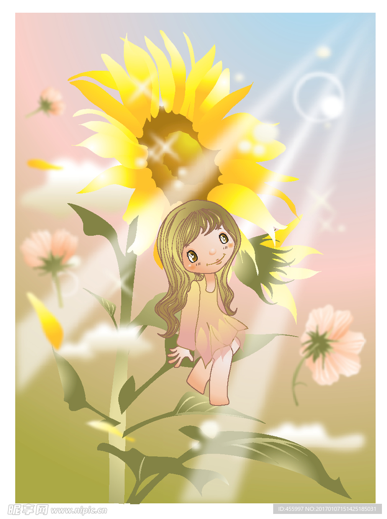 矢量卡通花仙子