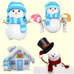 卡通戴帽子围巾雪人