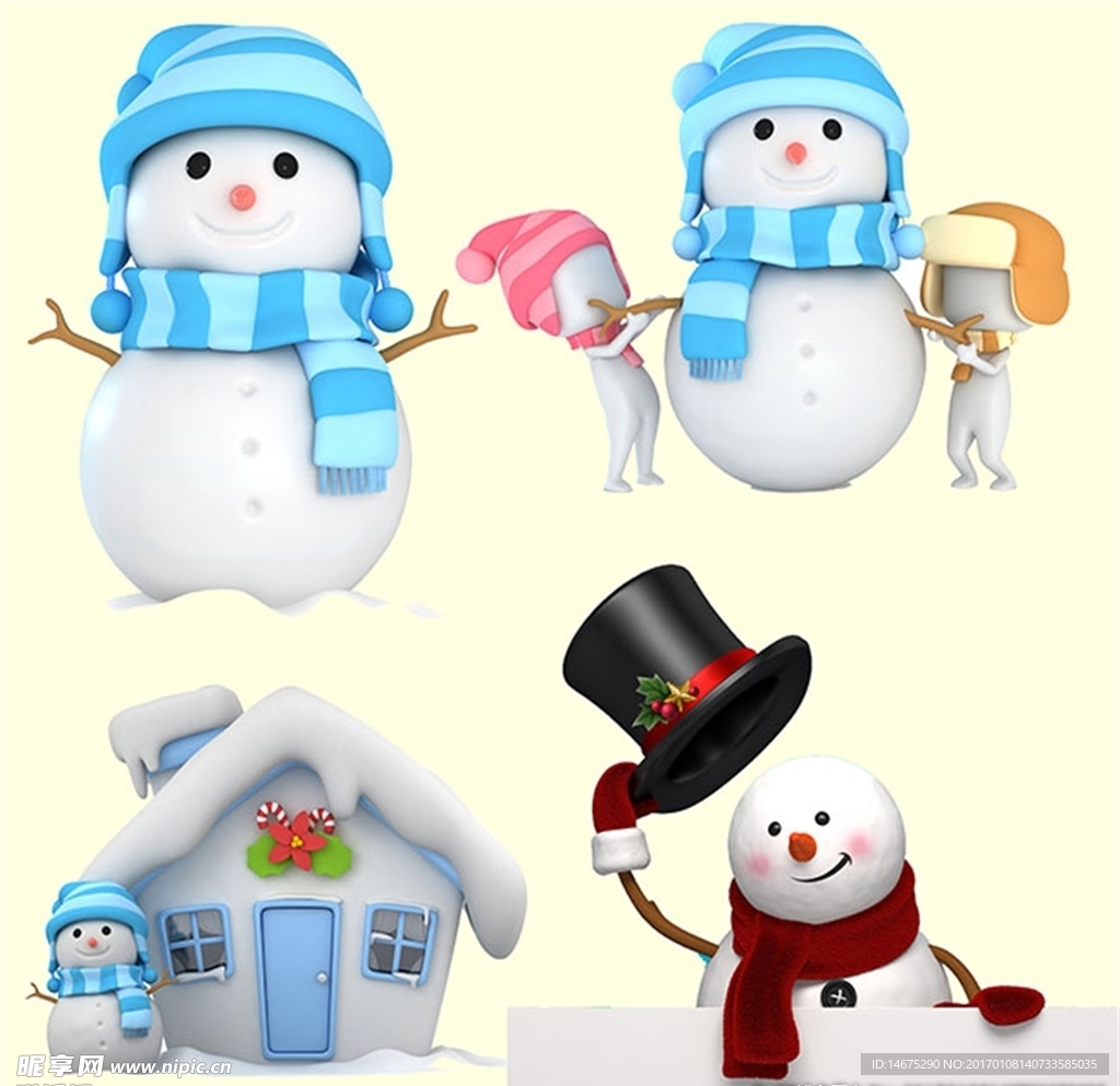 卡通戴帽子围巾雪人