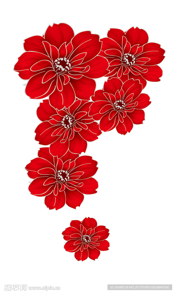 手绘红花
