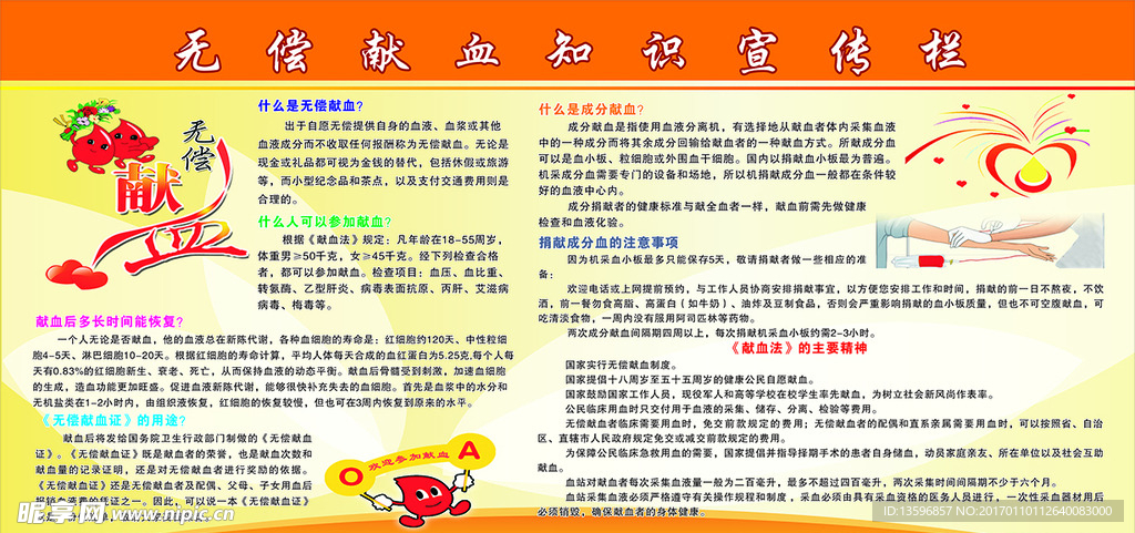无偿献血知识宣传栏